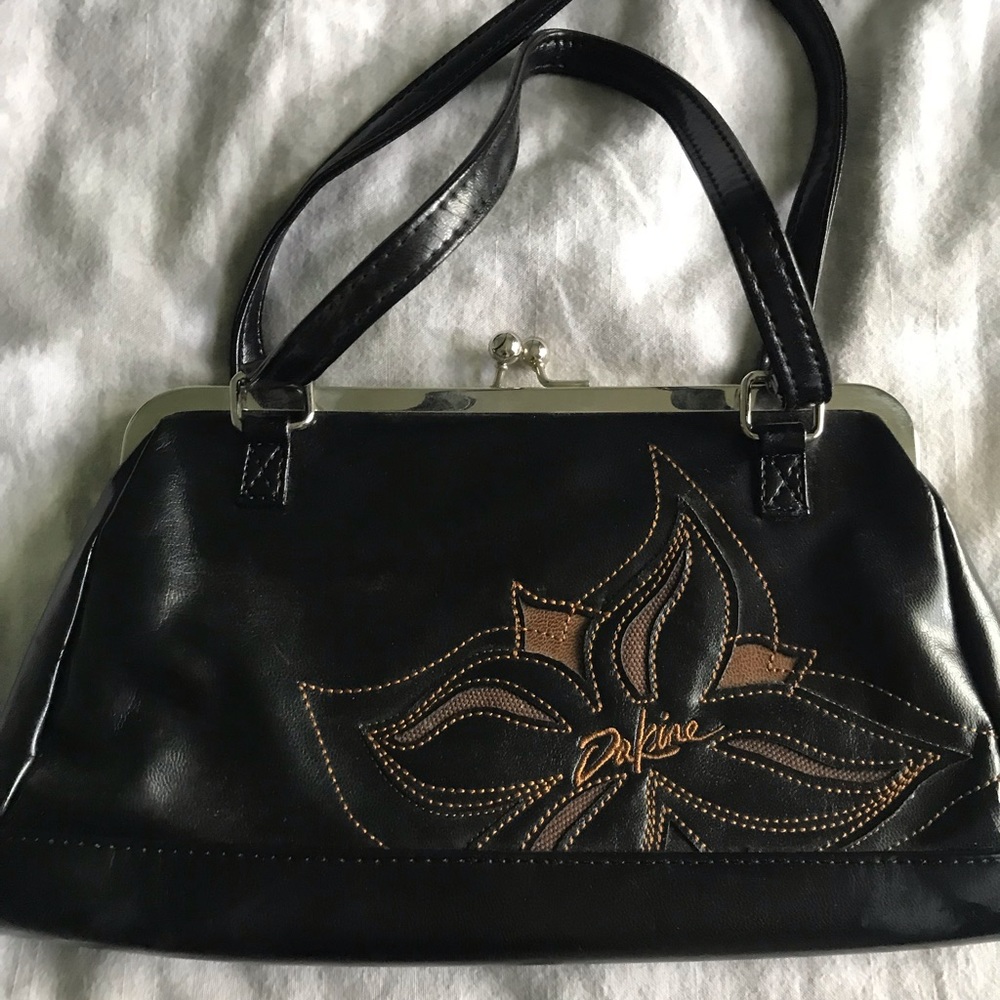 Black faux leather clutch